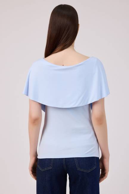 Aksesuarlı viskon örme bluz - Thumbnail