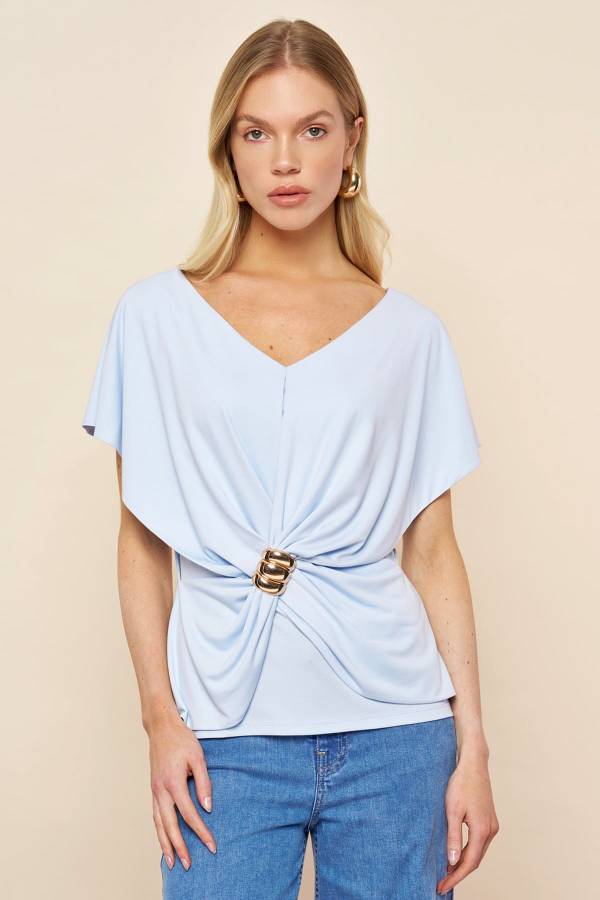 Fever - Aksesuarlı viskon örme bluz