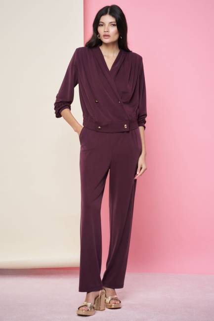 Anvelop düğmeli tencel bluz - Thumbnail