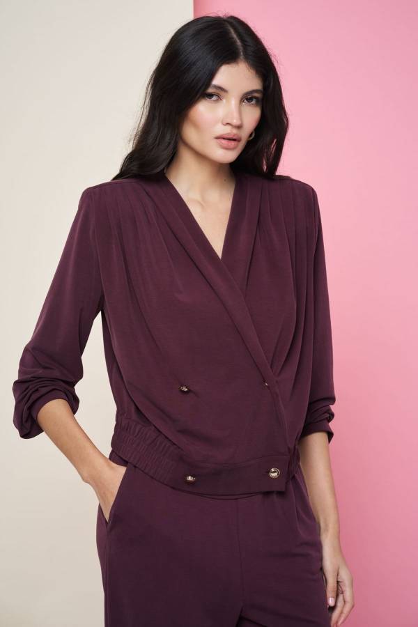 Fever - Anvelop düğmeli tencel bluz