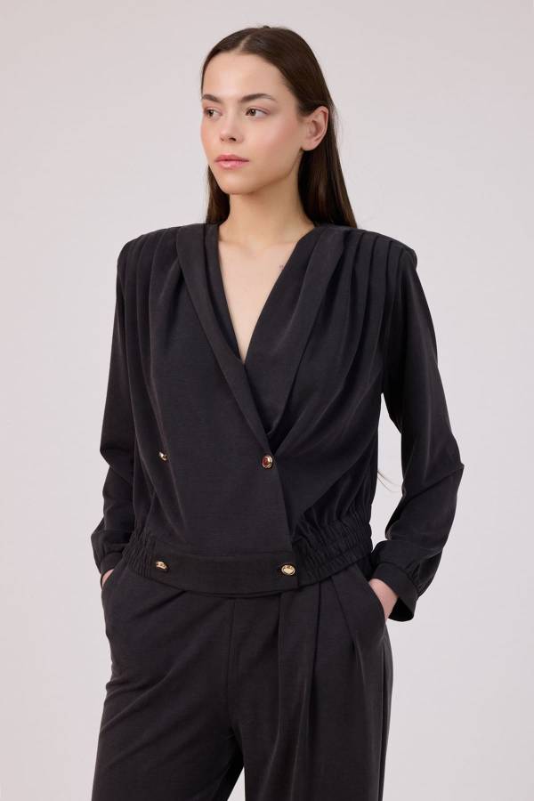 Fever - Anvelop düğmeli tencel bluz (1)