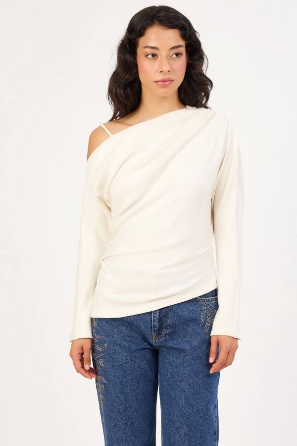 Fever - Asimetrik yakalı örme bluz