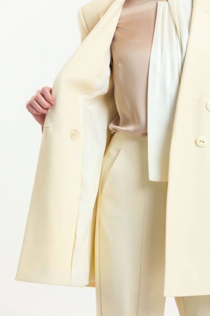 Astarlı uzun blazer ceket - Thumbnail