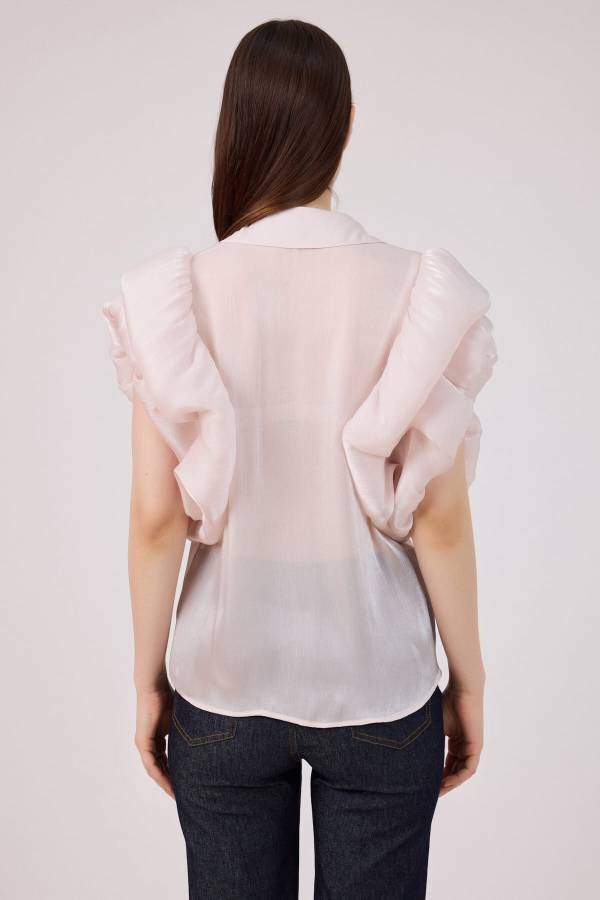 Balon kollu organze gömlek