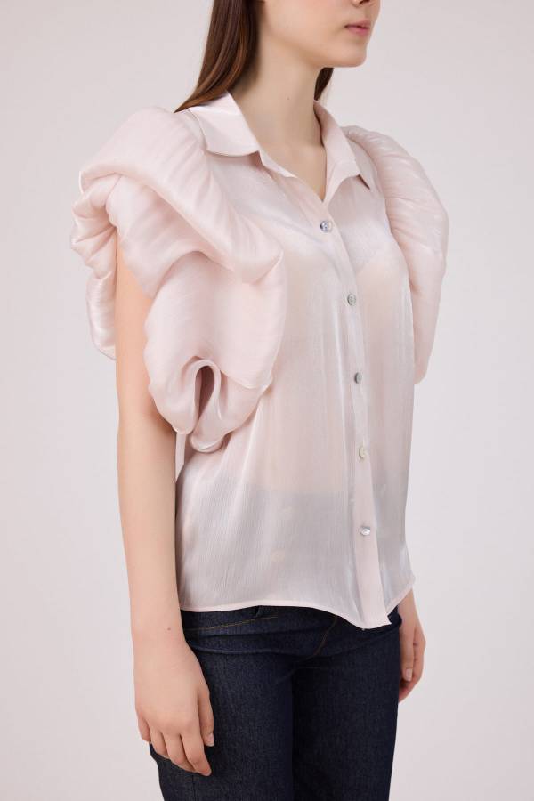 Balon kollu organze gömlek