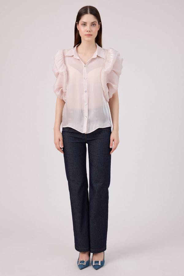 Balon kollu organze gömlek