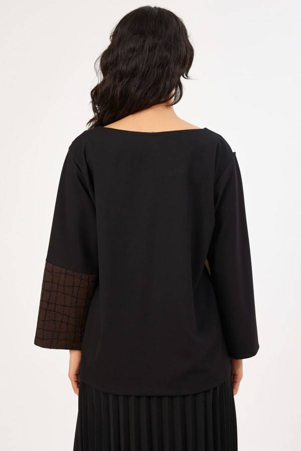 Fever - Baskı detaylı likralı örme bluz (1)