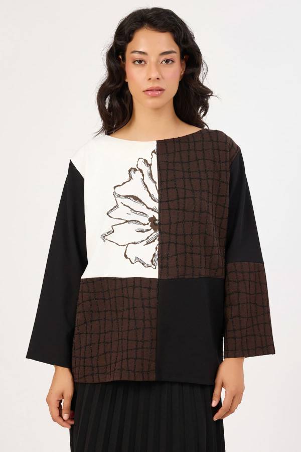 Fever - Baskı detaylı likralı örme bluz