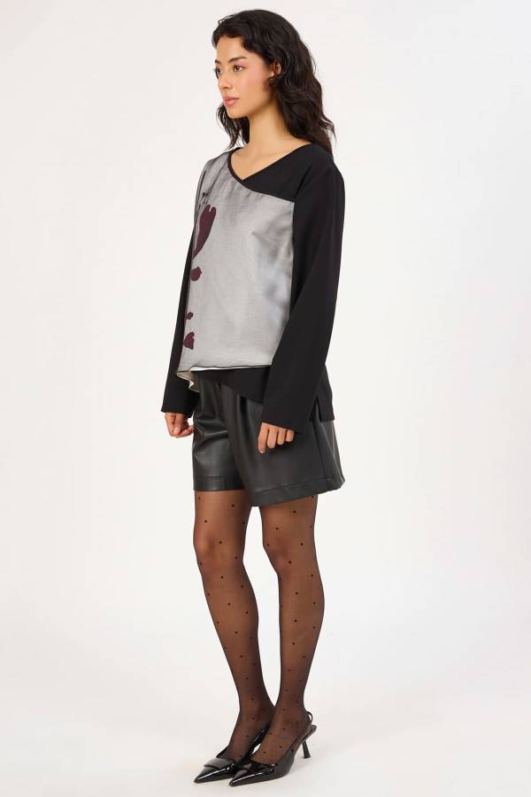 Baskılı örme bluz