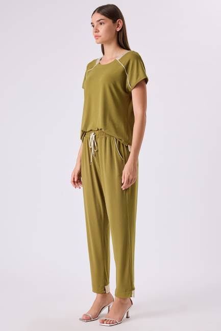 Fever - Beli bağcıklı örme pantolon (1)