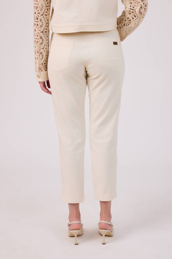 Beş cepli naturel gabardin pantolon
