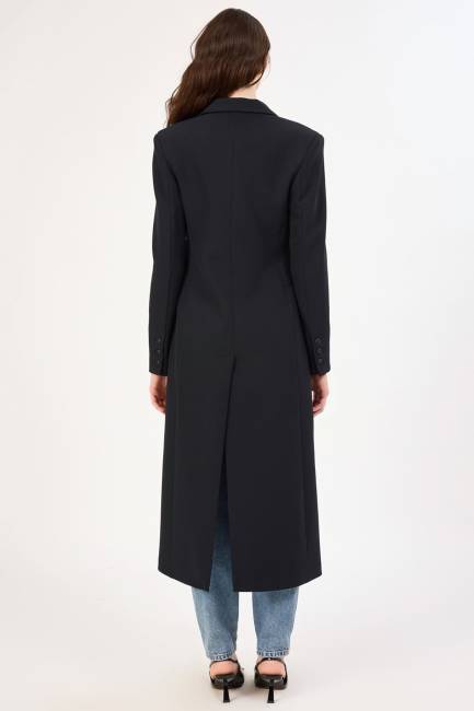 Blazer formlu likralı maksi ceket - Thumbnail