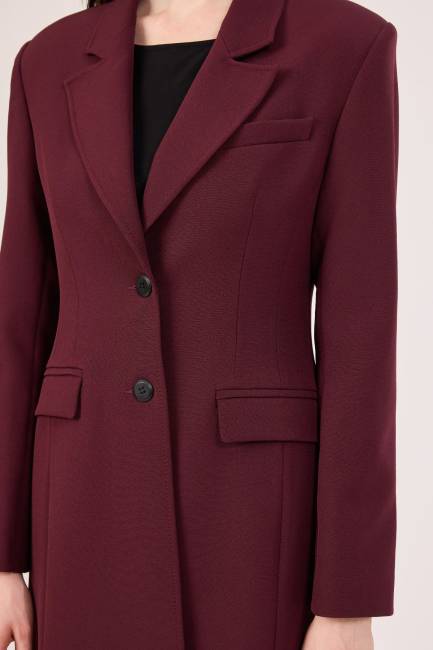 Blazer formlu likralı maksi ceket - Thumbnail