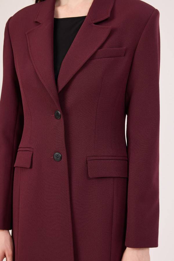Blazer formlu likralı maksi ceket Blazer formlu likralı maksi ceket