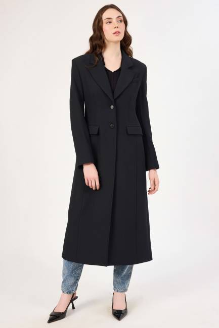 Fever - Blazer formlu likralı maksi ceket (1)