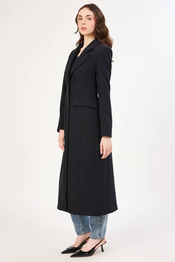 Blazer formlu likralı maksi ceket Blazer formlu likralı maksi ceket