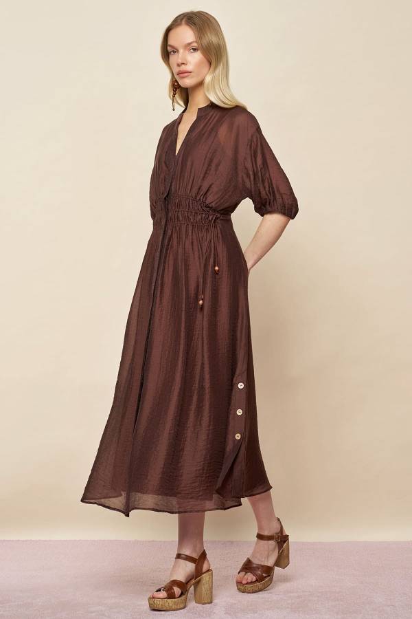 Fever - Büzgü detaylı tencel elbise