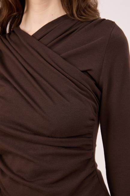 Büzgülü anvelop bluz - Thumbnail