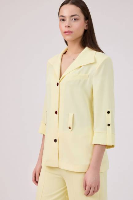 Cep detaylı kemerli ceket - Thumbnail