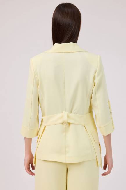 Cep detaylı kemerli ceket - Thumbnail