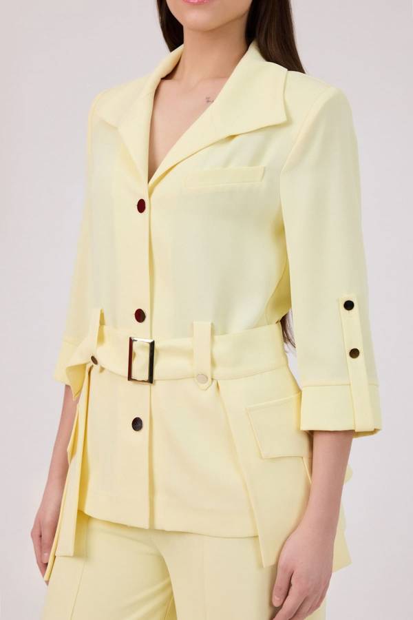 Cep detaylı kemerli ceket