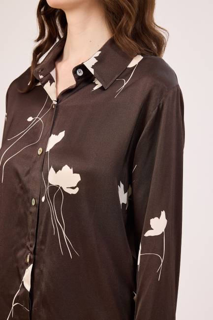 Çicek desenli şık gömlek - Thumbnail
