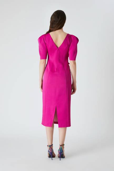 Çift renk çicekli elbise - Thumbnail