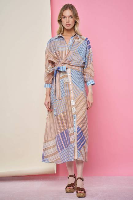 Fever - Çizgi desenli tensel elbise