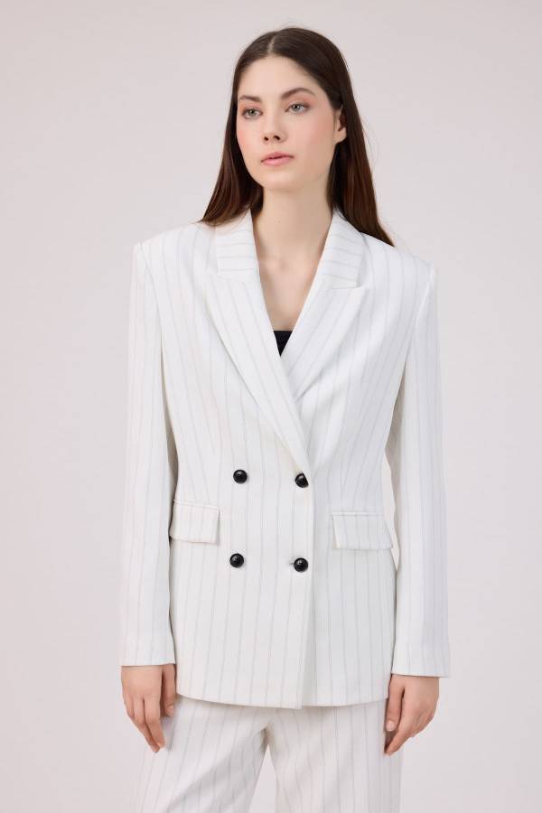 Fever - Çizgili kruvaze ceket (1)