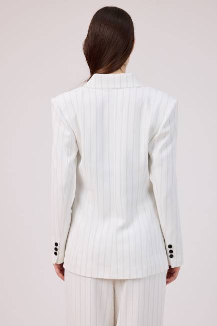 Çizgili kruvaze ceket - Thumbnail