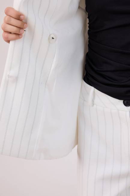 Çizgili kruvaze ceket - Thumbnail