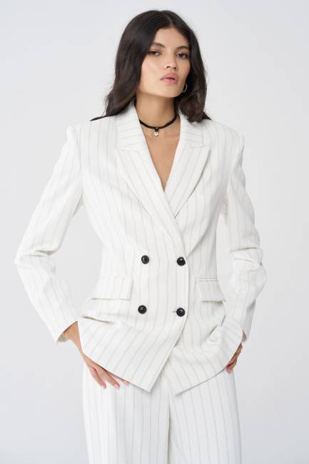Çizgili kruvaze ceket - Thumbnail