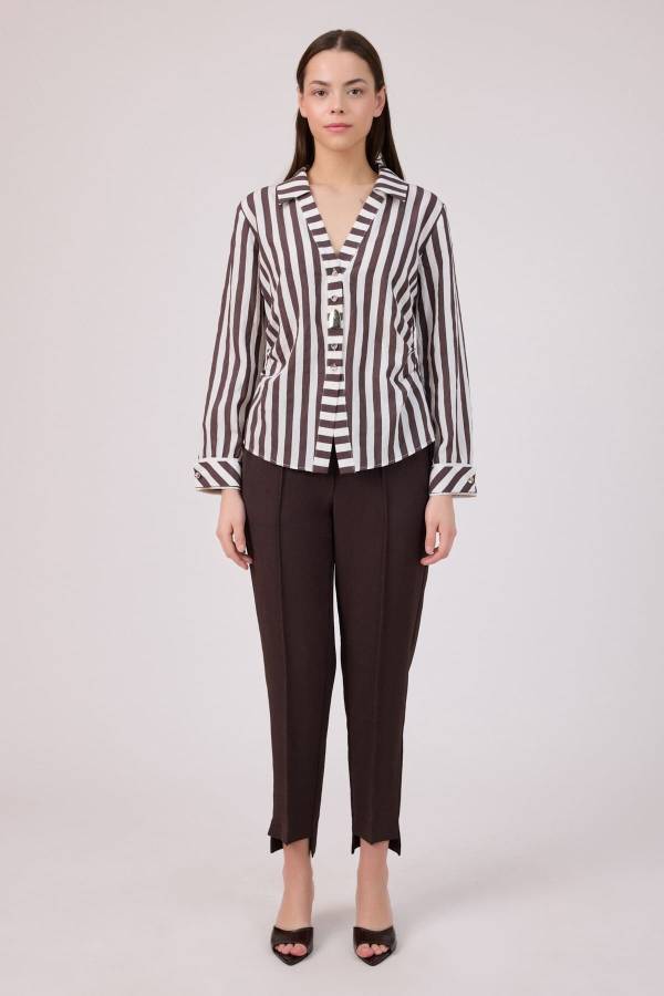 Çizgili poplin gömlek