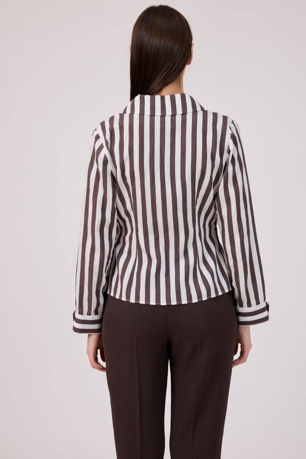Çizgili poplin gömlek