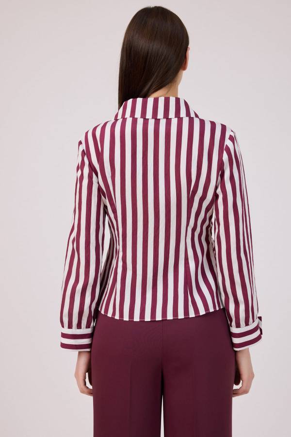 Çizgili poplin gömlek