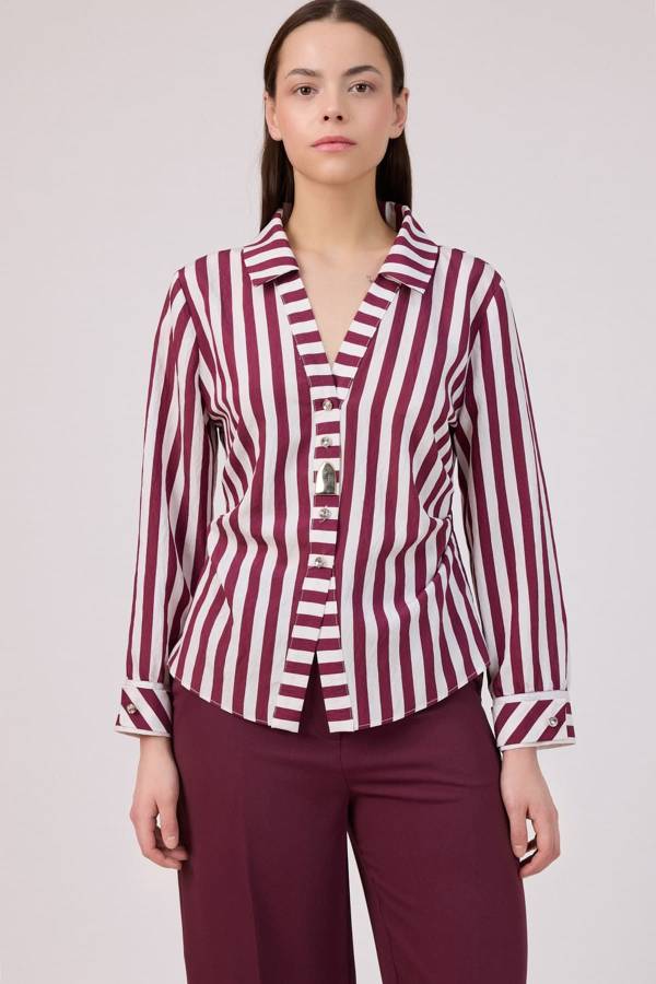 Çizgili poplin gömlek
