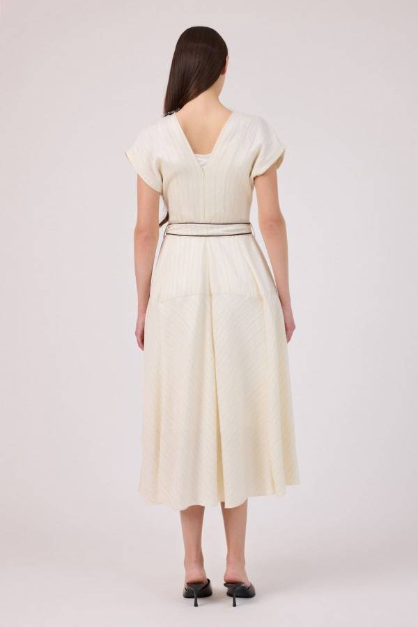 Çizgili viskon elbise