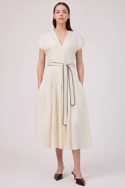 Fever - Çizgili viskon elbise