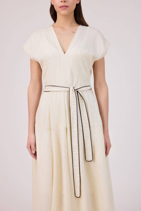 Çizgili viskon elbise