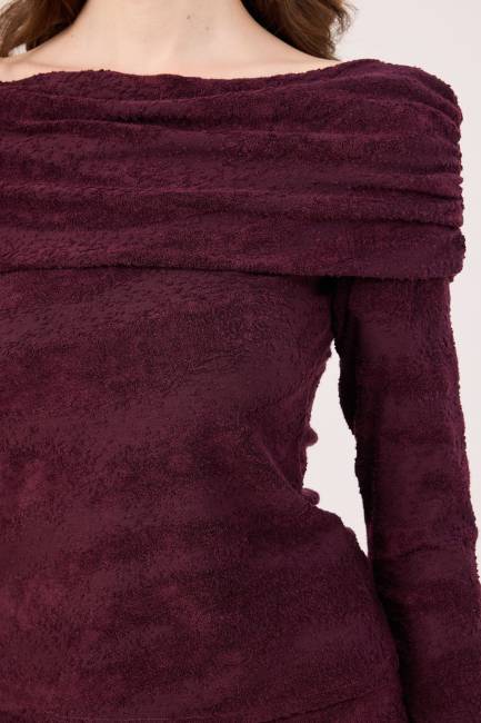 Degaje yakalı örme bluz - Thumbnail