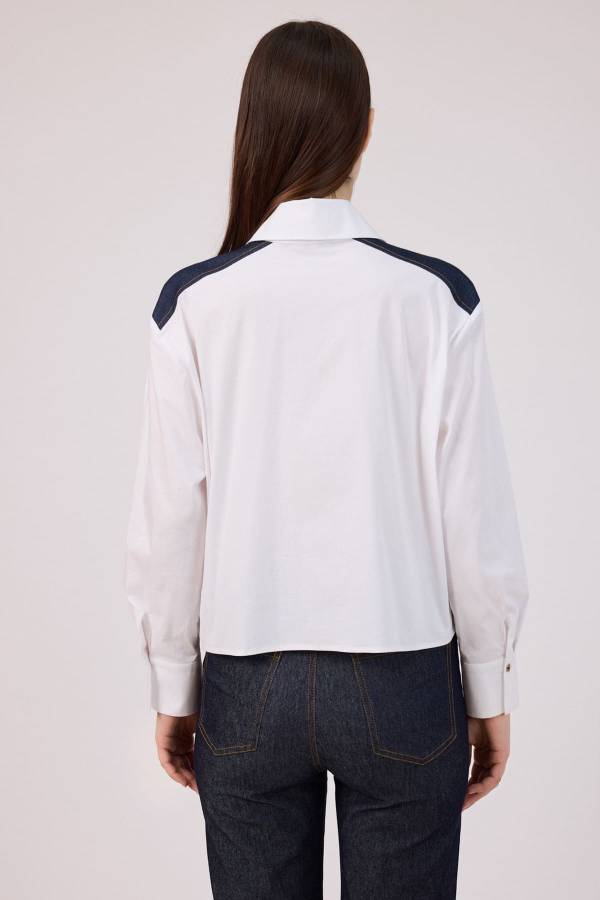 Fever - Denim geçişli poplin gömlek (1)