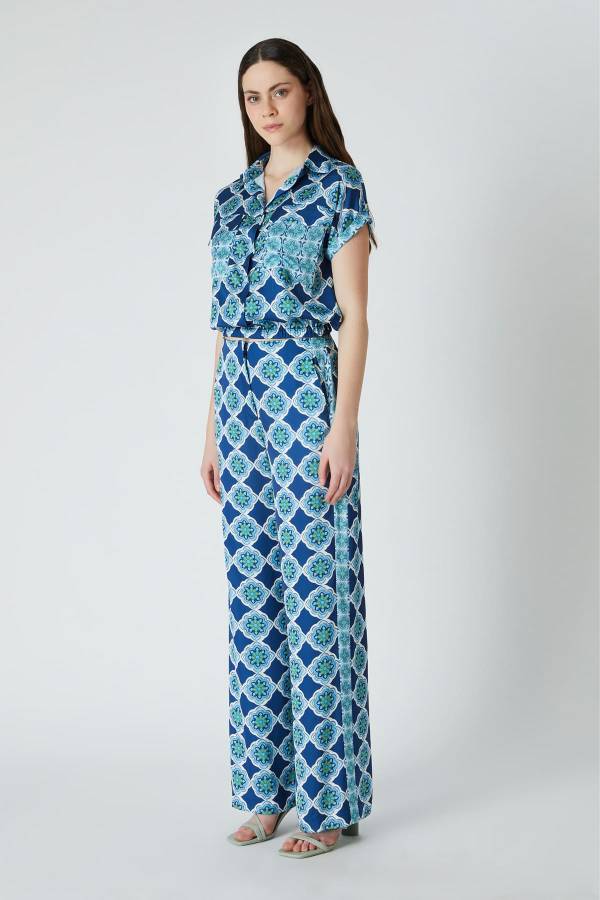 Desenli floş pantolon