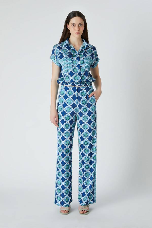 Desenli floş pantolon