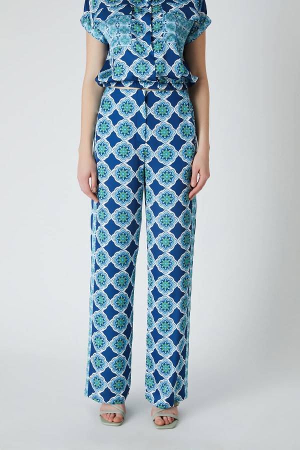 Desenli floş pantolon