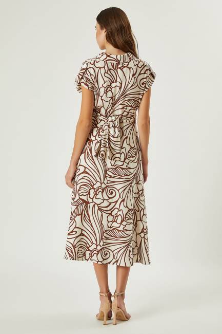 Desenli viskon keten elbise - Thumbnail