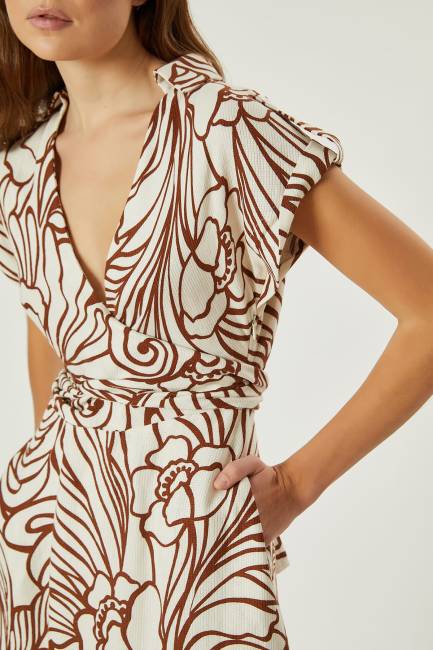 Fever - Desenli viskon keten elbise (1)