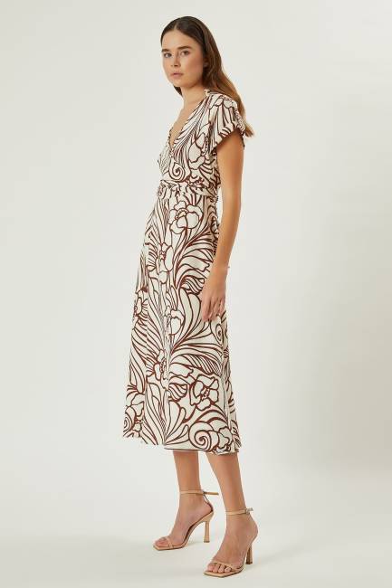 Fever - Desenli viskon keten elbise