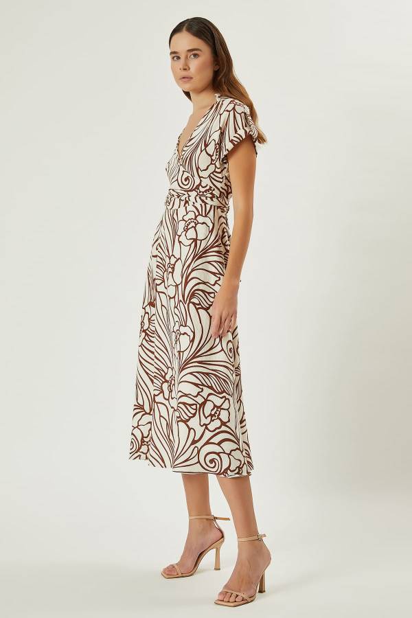 Desenli viskon keten elbise