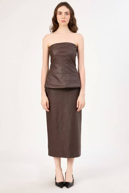 Fever - Dikiş detaylı suni deri bustiyer (1)