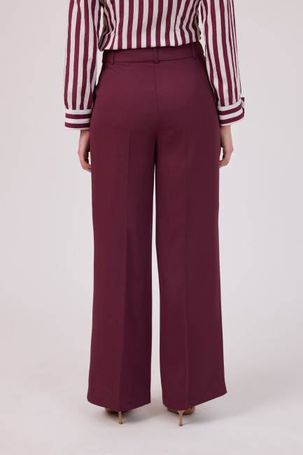 Dökümlü geniş paça pantolon - Thumbnail